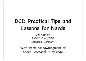 DCI: Practical Tips and Lessons for Nerds With warm acknowledgment of