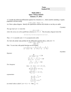 Name________________________ Student I.D.___________________ Math 2250−4 Quiz 3 SOLUTIONS