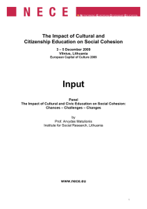 Input The Impact of Cultural and Citizenship Education on Social Cohesion