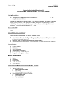 Replaced Fall 2006 Course Outline for Work Experience 96
