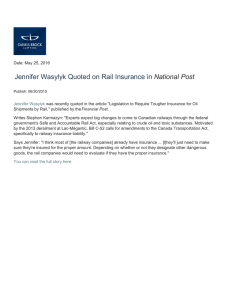 Jennifer Wasylyk Quoted on Rail Insurance in National Post