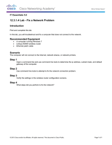 12.3.1.4 Lab - Fix a Network Problem Introduction IT Essentials 5.0