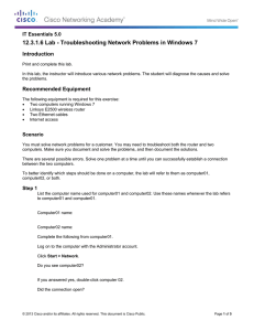 12.3.1.6 Lab - Troubleshooting Network Problems in Windows 7 Introduction