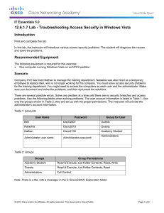 12.6.1.7 Lab - Troubleshooting Access Security in Windows Vista Introduction