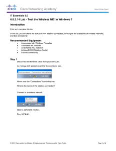 6.8.3.14 Lab - Test the Wireless NIC in Windows 7 Introduction