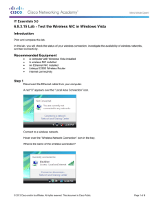 6.8.3.15 Lab - Test the Wireless NIC in Windows Vista Introduction