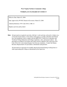 Effective Date: March 25, 2004 Authority Reference: WV Code 29A-6; 18B-1-6