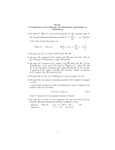 Errata A Comparison of the Bayesian and Frequentist Approaches to Estimation