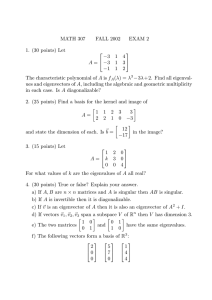 MATH 307 FALL 2002 EXAM 2 1. (30 points) Let