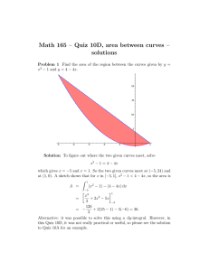 Math 165 – Quiz 10D, area between curves – solutions