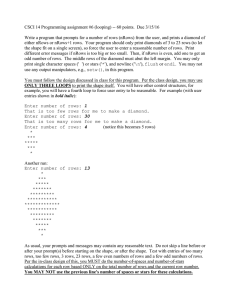 CSCI 14 Programming assignment #6 (looping) -- 60 points. ...  Write a program that prompts for a number of rows...