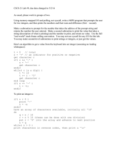 CSCI-21 Lab #9, due data changed to 5/2/16