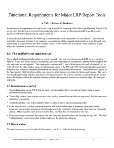 Functional Requirements for Major LRP Report Tools