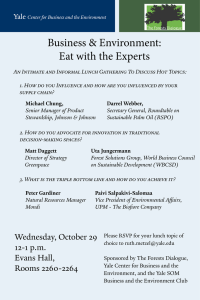 Business &amp; Environment: Eat with the Experts