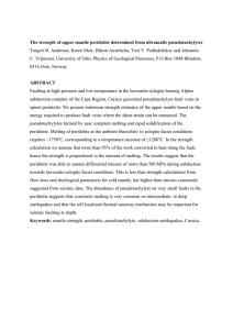 The strength of upper mantle peridotite determined from ultramafic pseudotachylytes