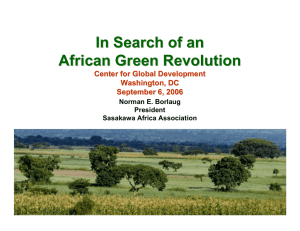 In Search of an African Green Revolution Center for Global Development Washington, DC