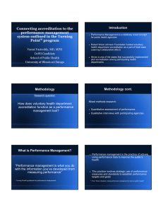 Connecting accreditation to the performance management system outlined in the Turning Point