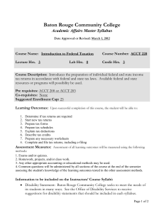 Baton Rouge Community College Academic Affairs Master Syllabus