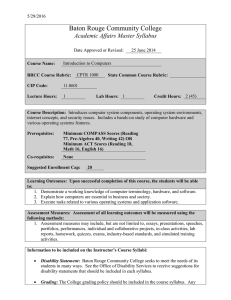 Baton Rouge Community College Academic Affairs Master Syllabus