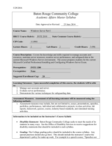 Baton Rouge Community College Academic Affairs Master Syllabus