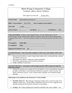 Baton Rouge Community College Academic Affairs Master Syllabus