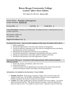 Baton Rouge Community College Academic Affairs Master Syllabus