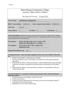 Baton Rouge Community College Academic Affairs Master Syllabus