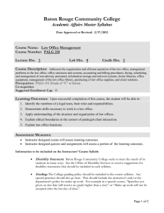 Baton Rouge Community College Academic Affairs Master Syllabus