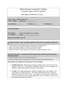 Baton Rouge Community College Academic Affairs Master Syllabus Employment Law