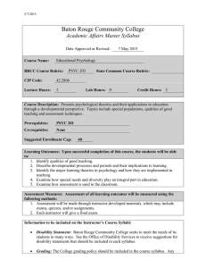 Baton Rouge Community College Academic Affairs Master Syllabus