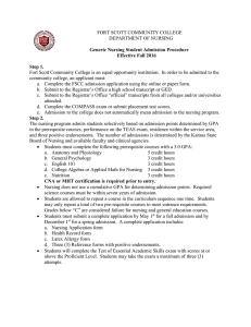 FORT SCOTT COMMUNITY COLLEGE DEPARTMENT OF NURSING
