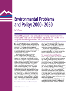 Environmental Problems and Policy: 2000–2050