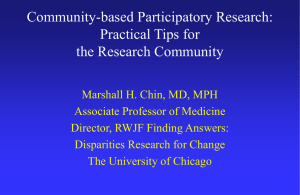 Community-based Participatory Research: Practical Tips for the Research Community