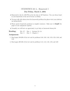 STATISTICS 101 L - Homework 5 Due Friday, March 5, 2004