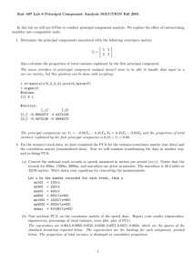 Stat 407 Lab 8 Principal Component Analysis SOLUTION Fall 2001