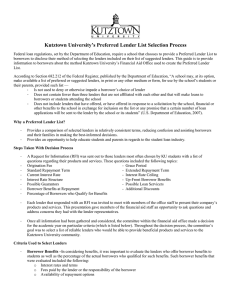Kutztown University’s Preferred Lender List Selection Process