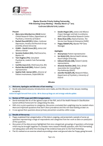 Bipolar Disorder Priority Setting Partnership 2015