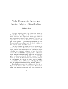 Vedic Elements in the Ancient Iranian Religion of Zarathushtra Subhash Kak