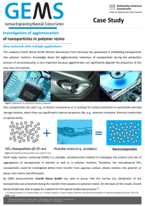 Case Study  Investigation of agglomeration of nanoparticles in polymer resins