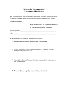 Request for Documentation Psychological Disabilities