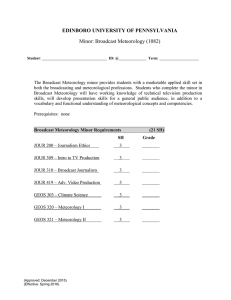 EDINBORO UNIVERSITY OF PENNSYLVANIA Minor: Broadcast Meteorology (1082)