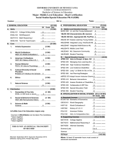 Bachelor of Science in Education Social Studies/Special Education PK-8 (0288)