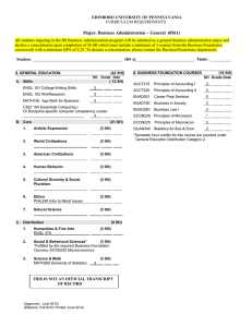 Major: Business Administration – General  (0561)