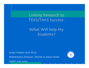 Linking Research to TEKS/TAKS Success: What Will help My Students?