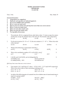 MODEL QUESTION PAPER CHEMISTRY CLASS XII 1.