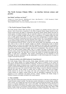 The North German Climate Office – an interface between science... practice  Insa Meinke