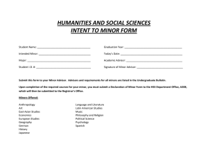HUMANITIES AND SOCIAL SCIENCES  INTENT TO MINOR FORM   