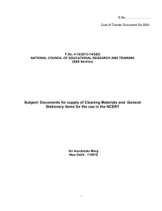 Subject: Documents for supply of Cleaning Materials and  General