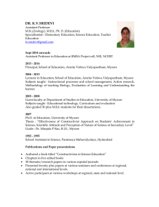 Dr. K.V. Sridevi - Education CV | Elementary & Science Education