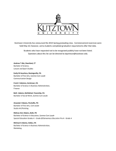 Kutztown University has announced the 2014 Spring graduating class. ... held May 10; however, some students completed graduation requirements after...